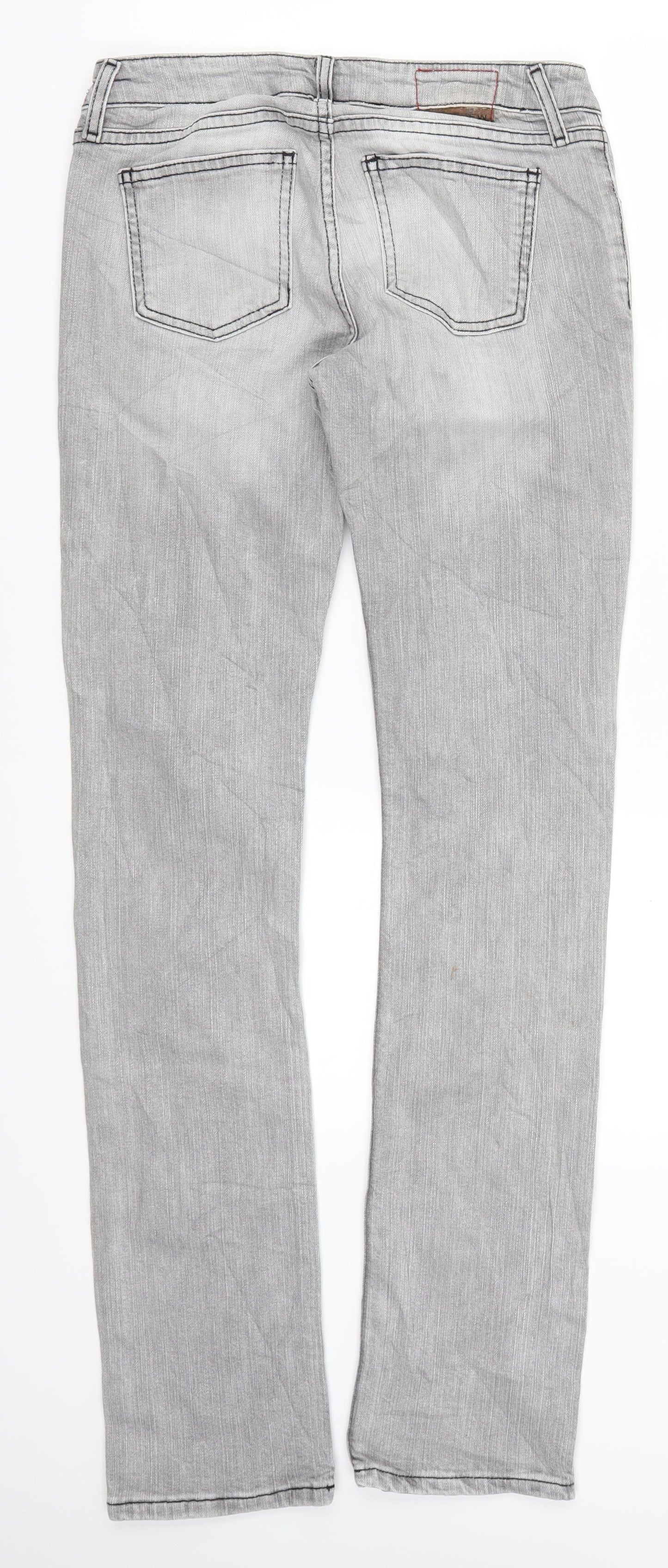 Review Womens Grey  Denim Straight Jeans Size 28 in L32 in