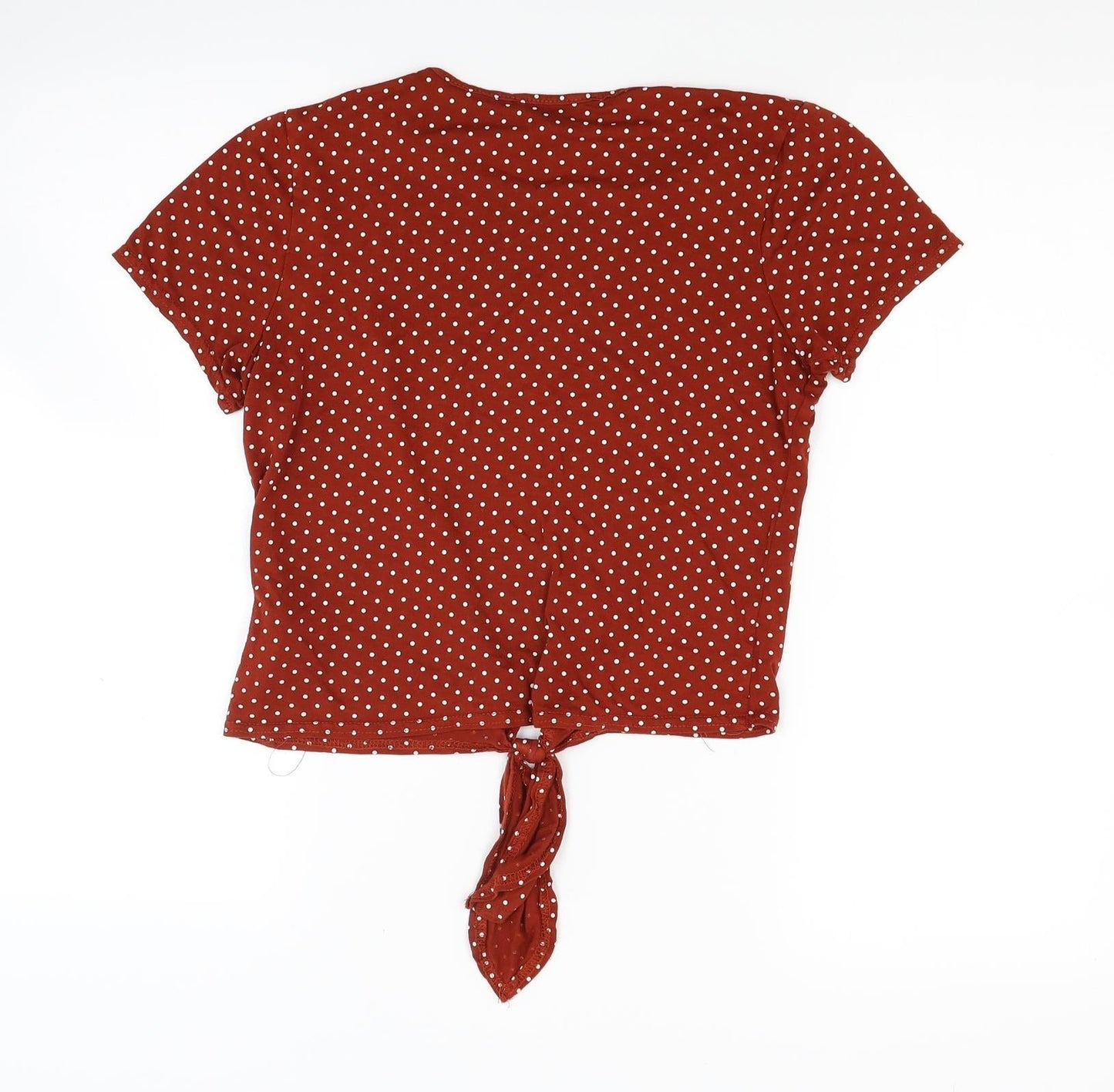 New Look Womens Brown Polka Dot Jersey Basic T-Shirt Size 8