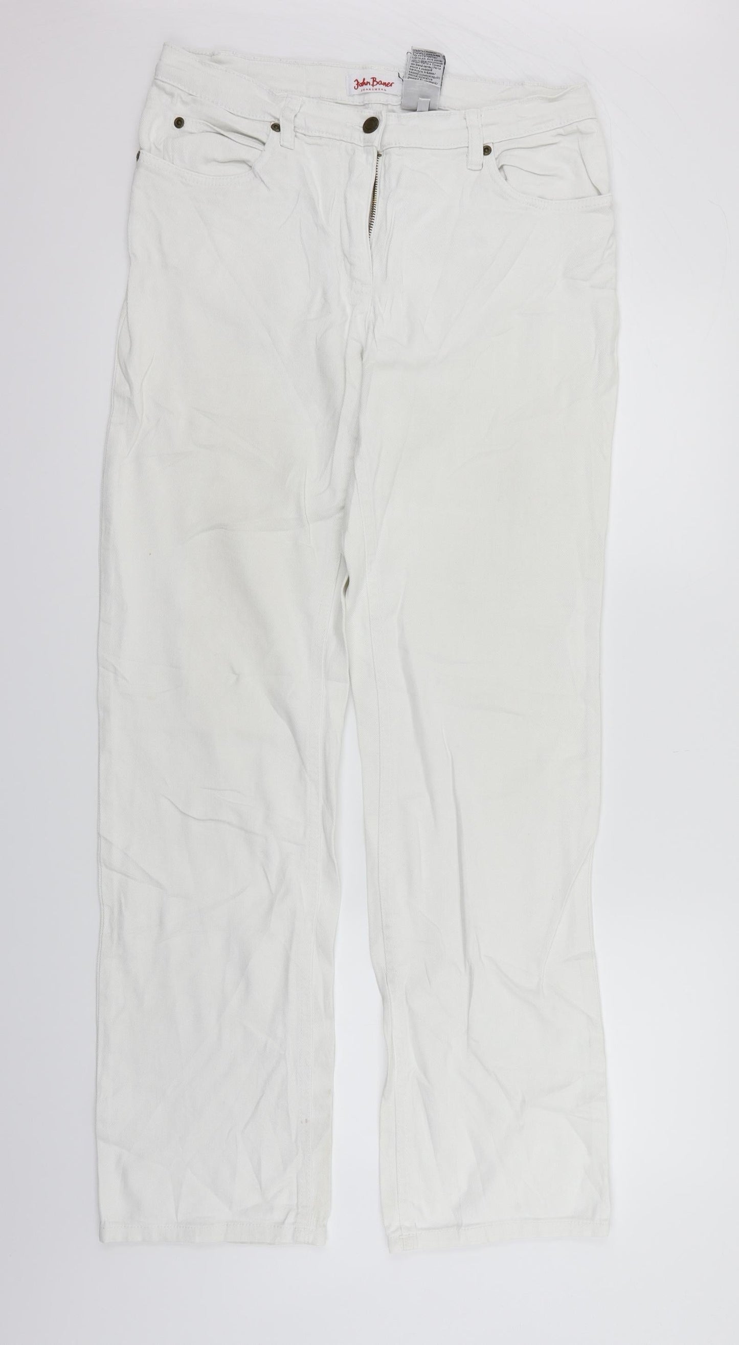 John Boner Womens White   Straight Jeans Size L L33 in