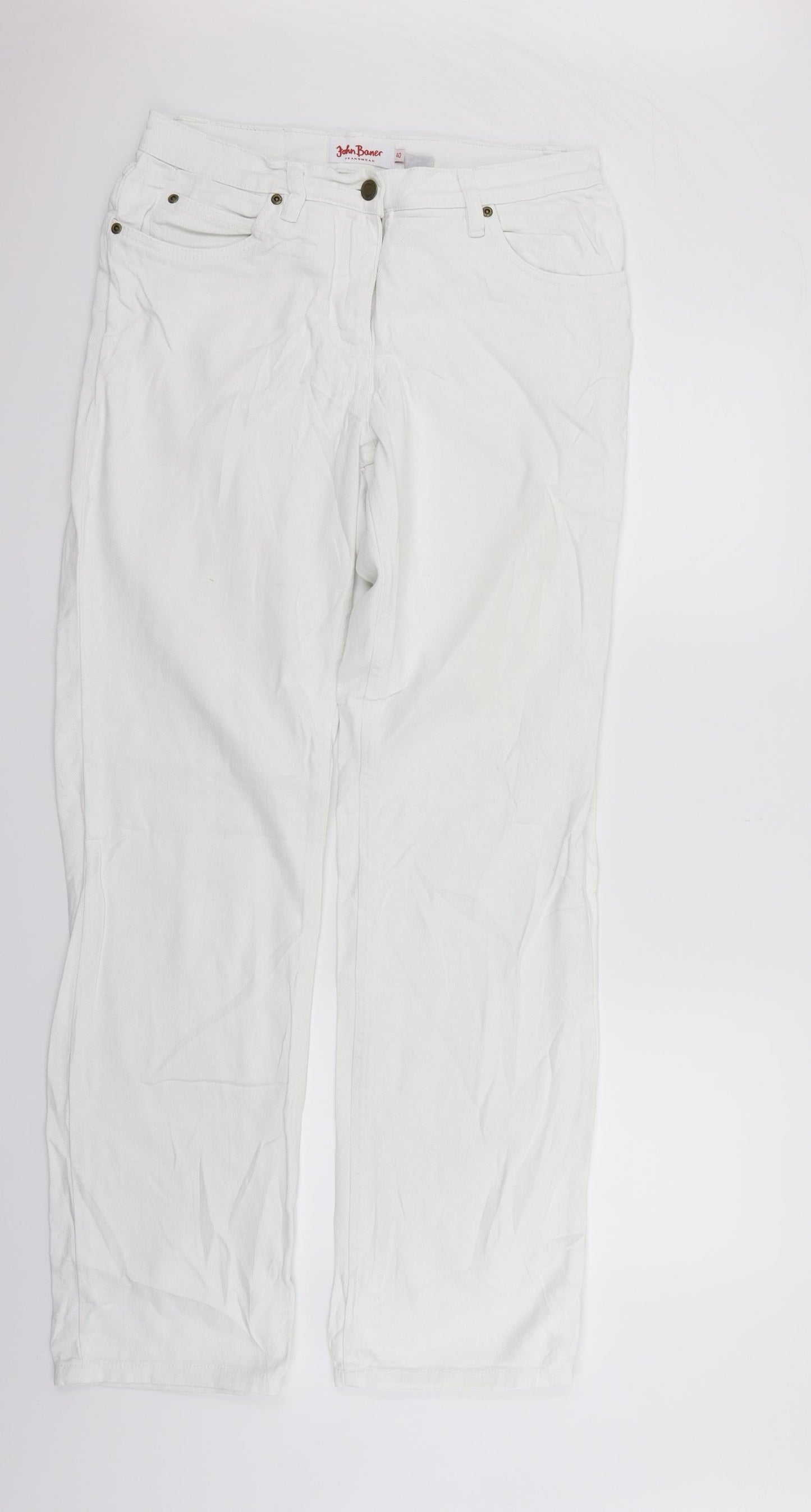 John Boner Womens White   Straight Jeans Size 12 L34 in