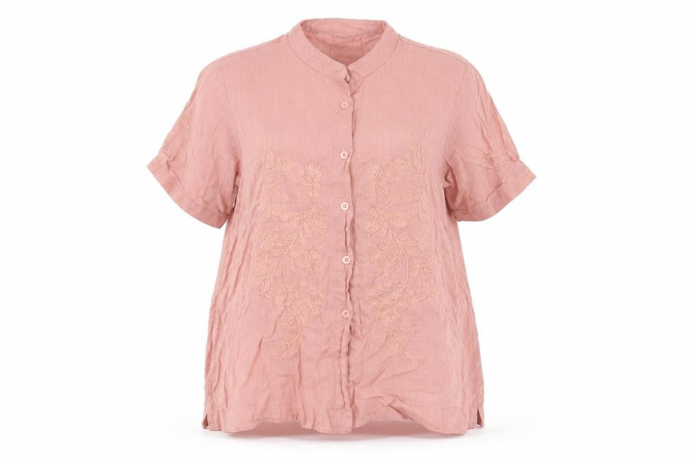 Preworn Womens Pink Floral  Basic Blouse Size S