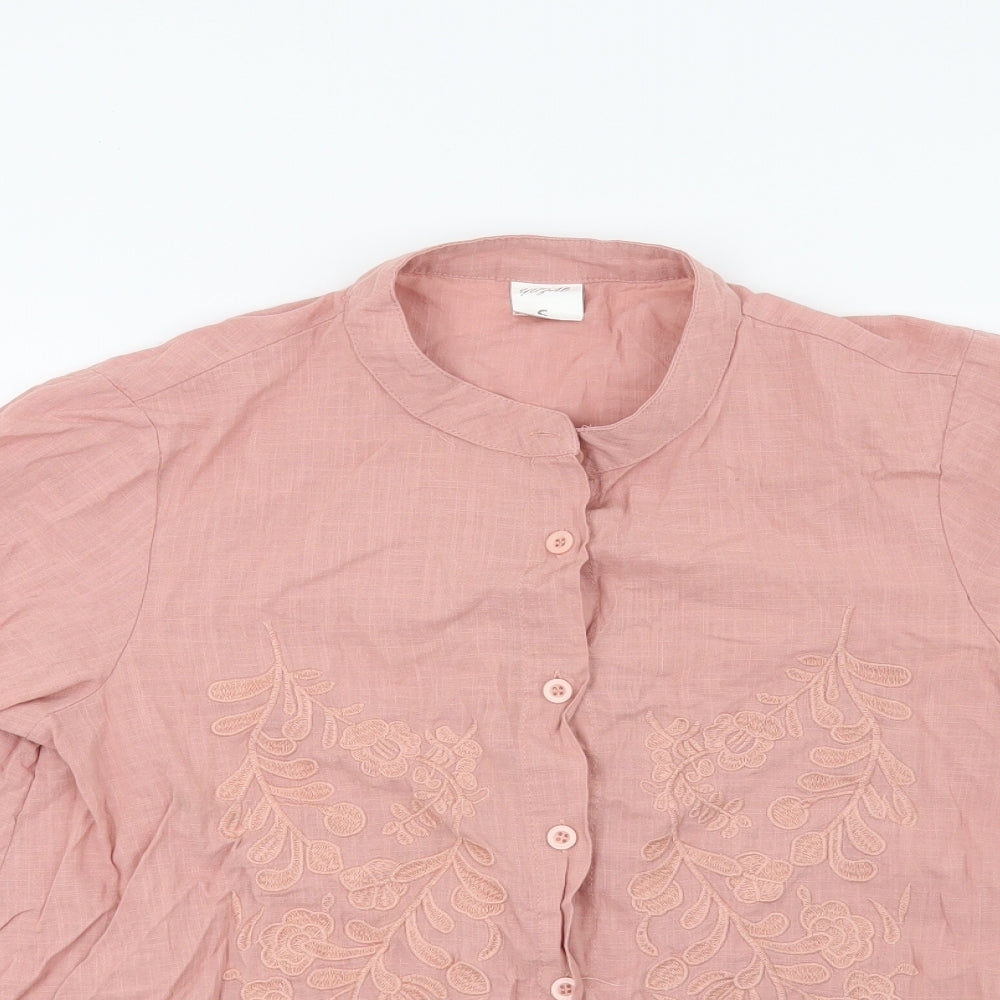 Preworn Womens Pink Floral  Basic Blouse Size S