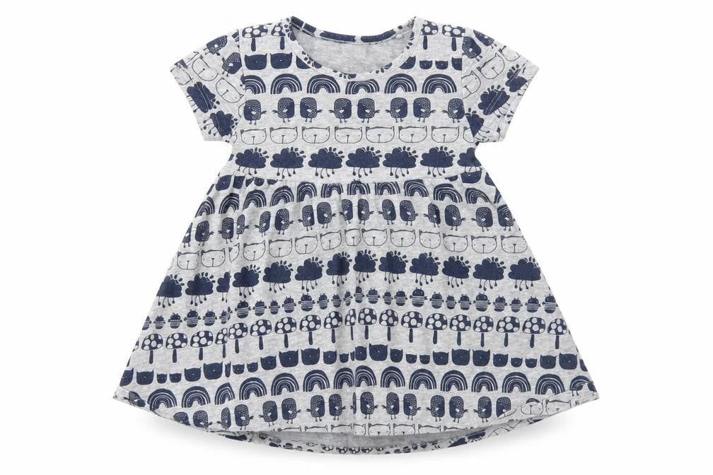 NEXT Girls Grey   T-Shirt Dress  Size 12-18 Months  - Cats, Birds