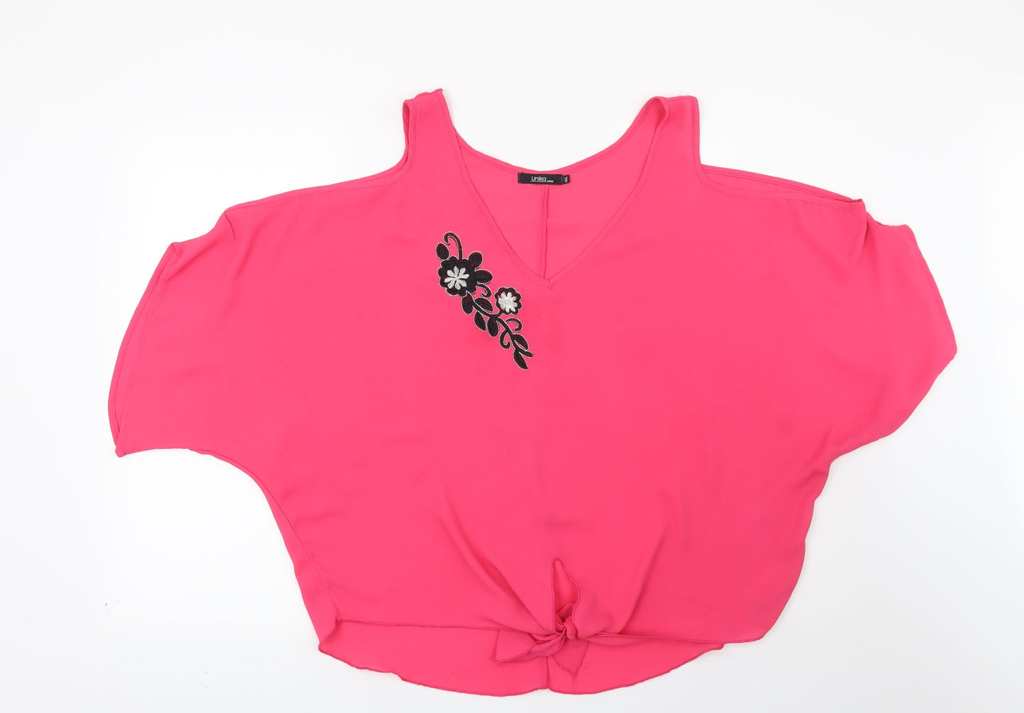 Preworn Womens Pink Floral  Basic Blouse Size M