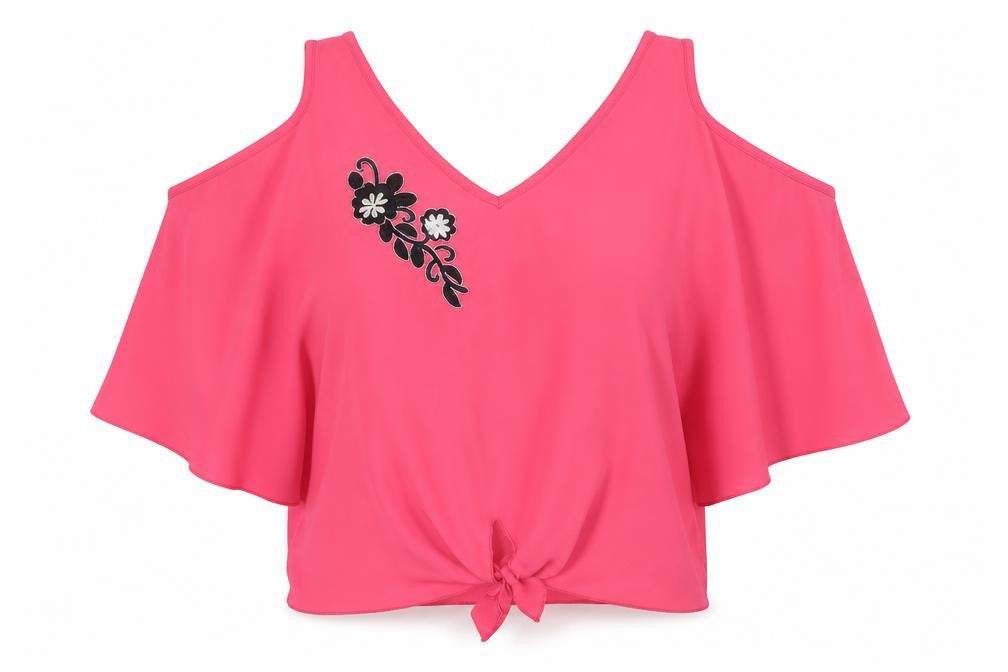 Preworn Womens Pink Floral  Basic Blouse Size M