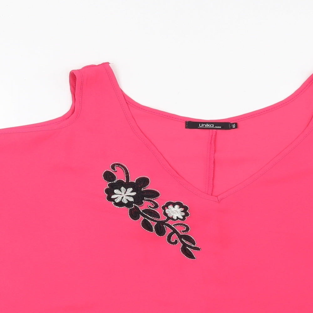 Preworn Womens Pink Floral  Basic Blouse Size M