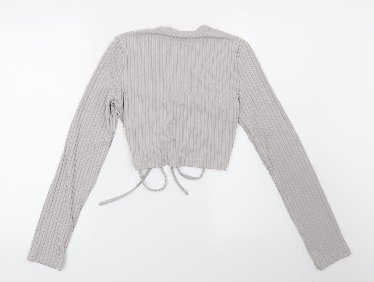 Preworn Womens Grey Striped  Basic Blouse Size M