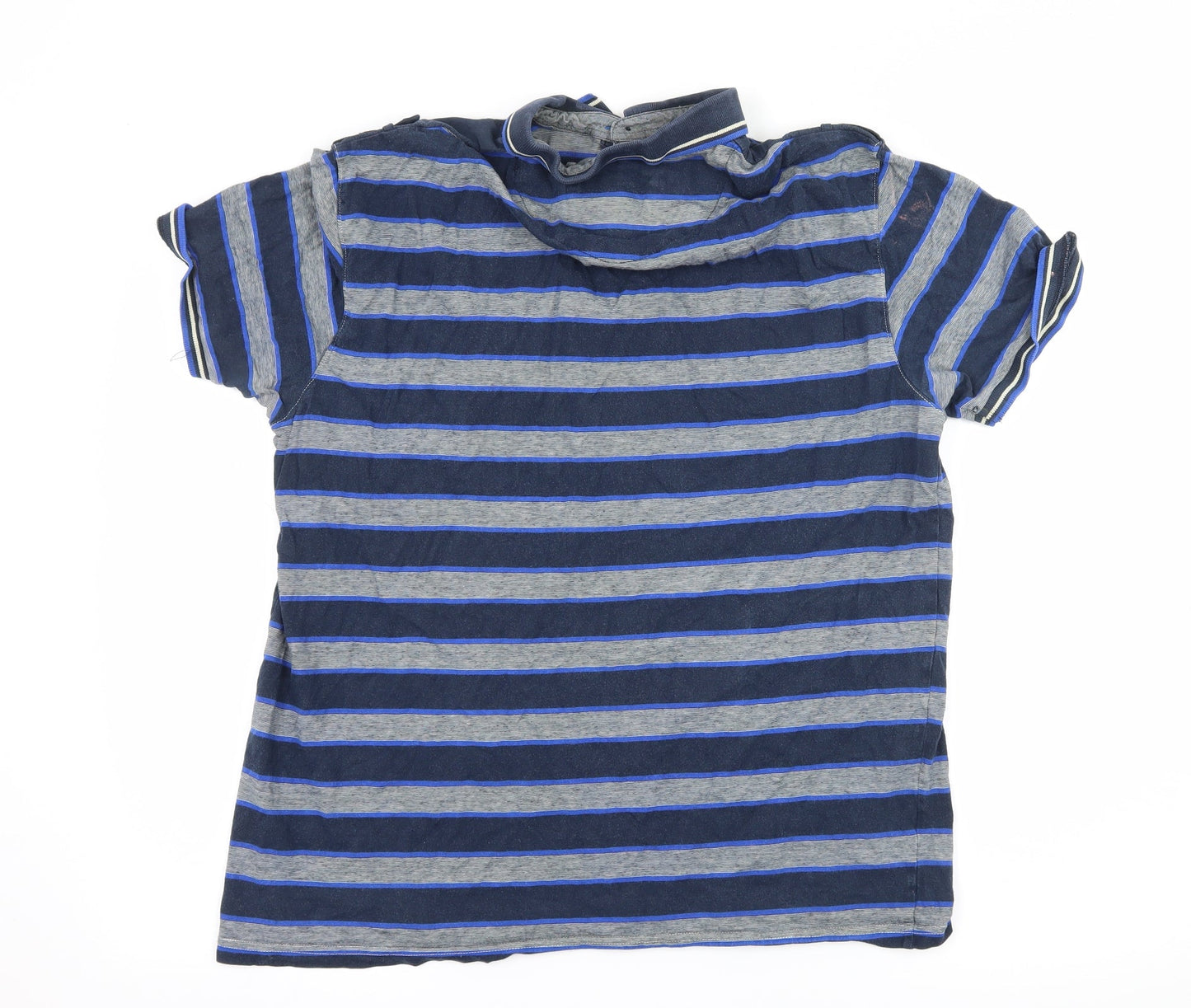 Cedar Wood State Mens Blue Striped Jersey  Polo Size L