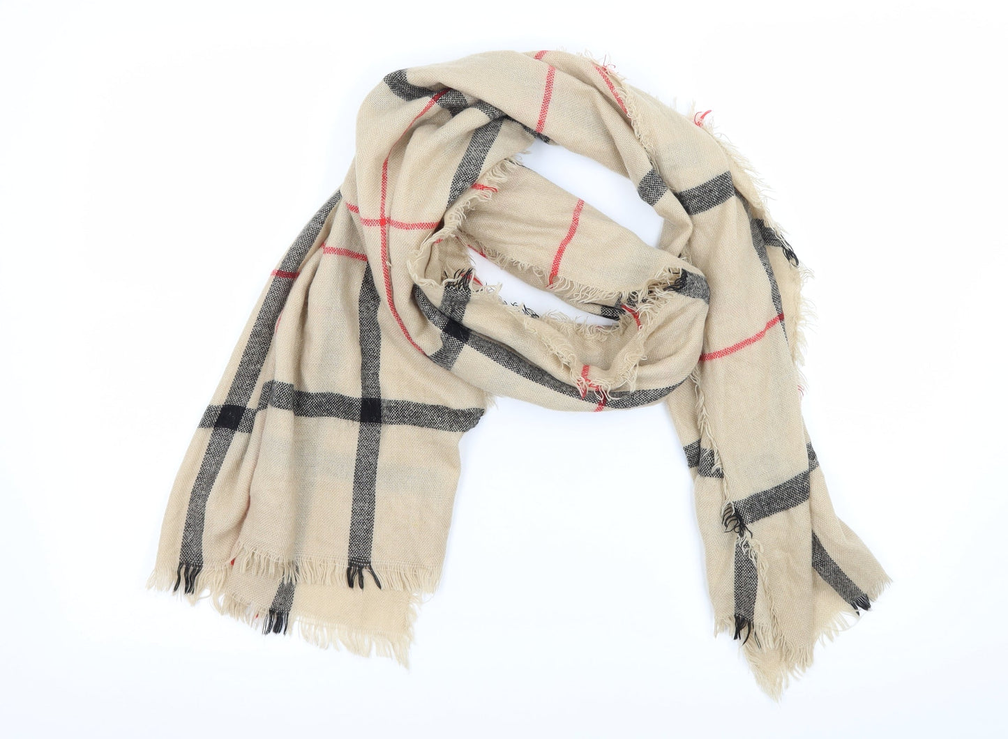 Preworn Womens Brown Striped Knit  Scarf