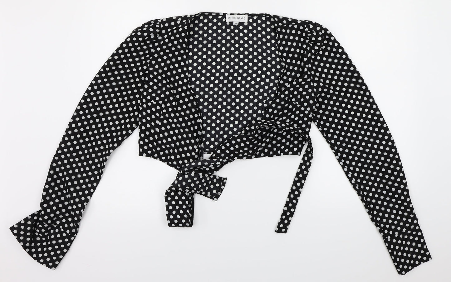 In the Style  Womens Black Polka Dot  Basic Blouse Size 8