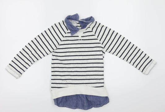 NEXT  Girls White Striped  Pullover Jumper Size 6 Years