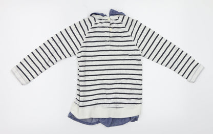 Next  Girls White Striped  Pullover Jumper Size 6 Years