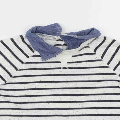Next  Girls White Striped  Pullover Jumper Size 6 Years