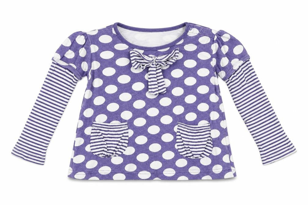 Eddie & Ella  Girls Purple Polka Dot  Basic T-Shirt Size 18-24 Months