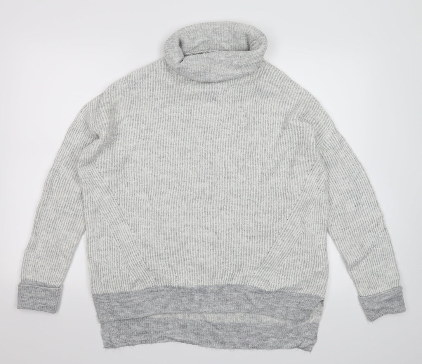 Primark Womens Grey Striped Knit Pullover Jumper Size 12  - Oversized