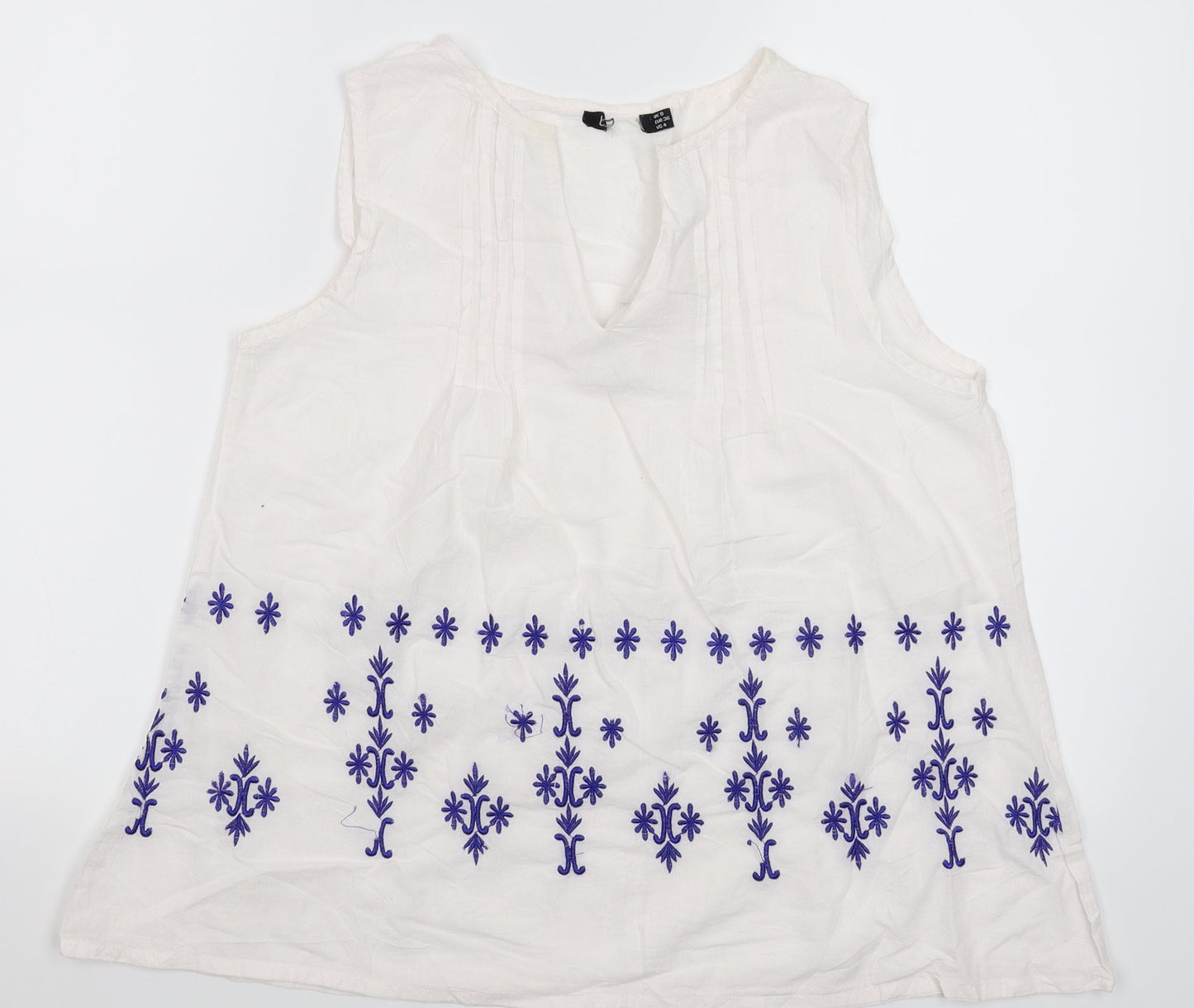 Preworn Womens White Floral  Basic Tank Size 8