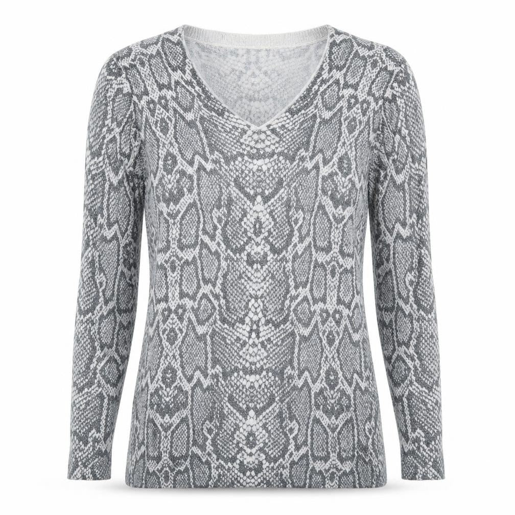 F&F Womens Silver Animal Print Knit Pullover Jumper Size 10