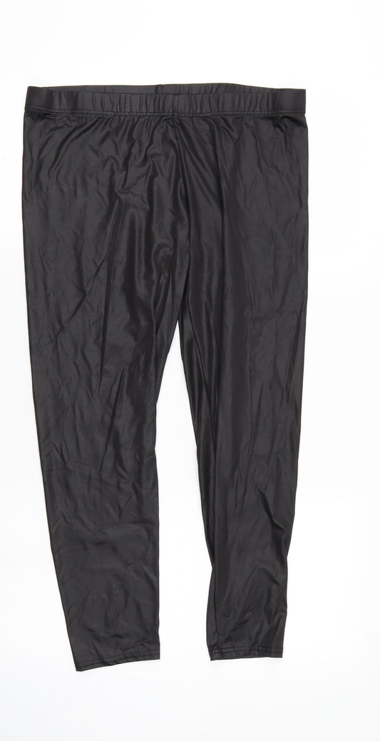 Evie  Womens Black   Cropped Leggings Size L L25 in - Elastic Waist