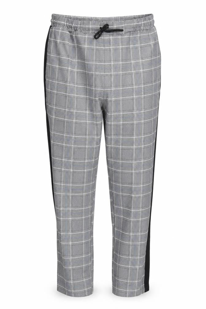 boohooMAN Mens Grey Check Trousers Size M L25 in