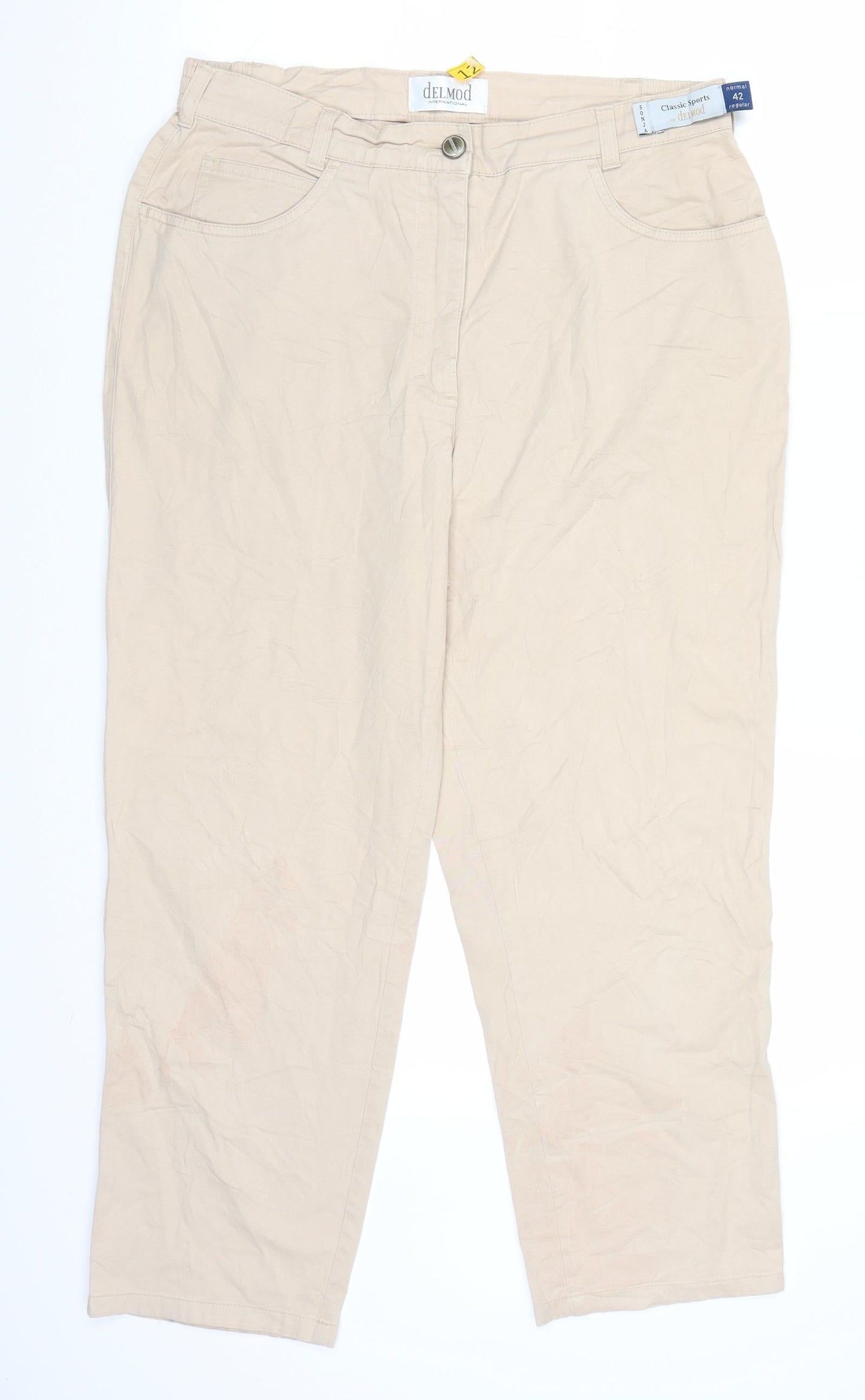 DELMOD Womens Beige   Chino Trousers Size 14 L23 in