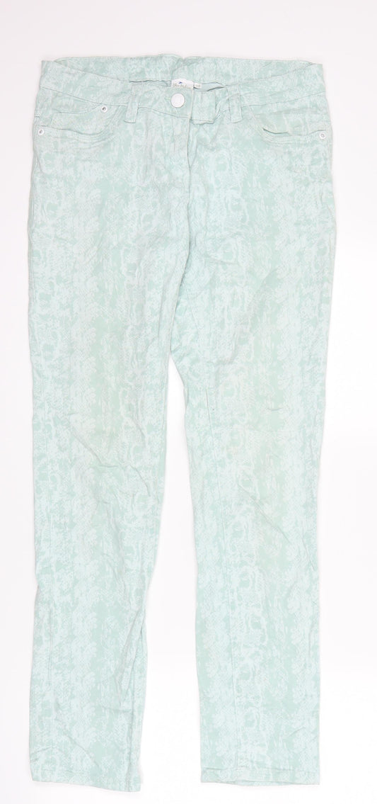 blue motion Womens Blue Animal Print Denim Straight Jeans Size 10 L28 in