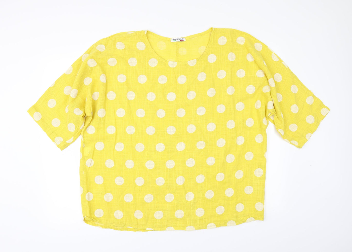 Preworn Womens Yellow Polka Dot  Basic Button-Up One Size