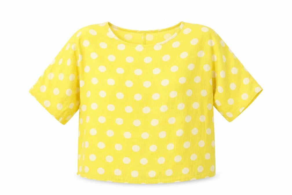Preworn Womens Yellow Polka Dot  Basic Button-Up One Size