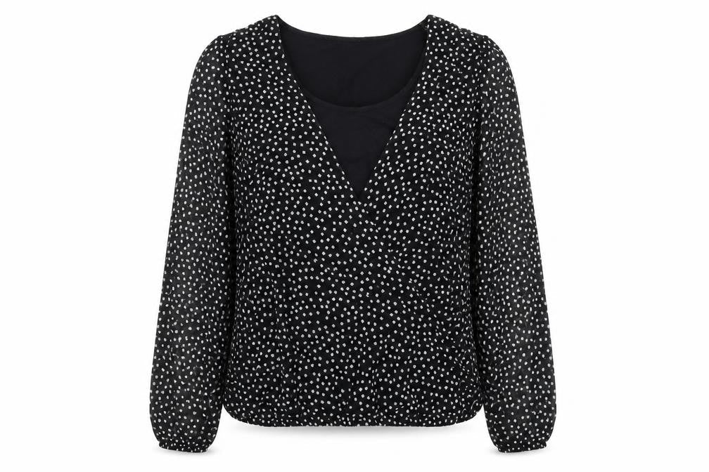 George Womens Black Polka Dot  Basic Blouse Size 10