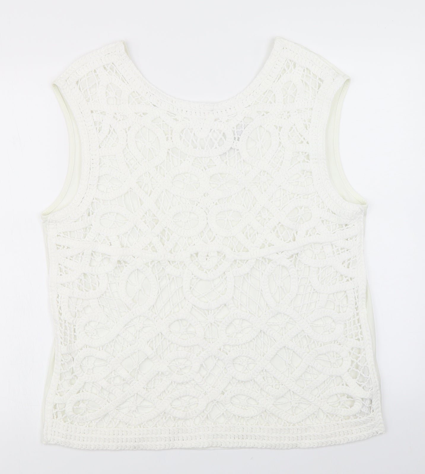 NEXT Womens White   Basic Tank Size L  - Knitted overlay