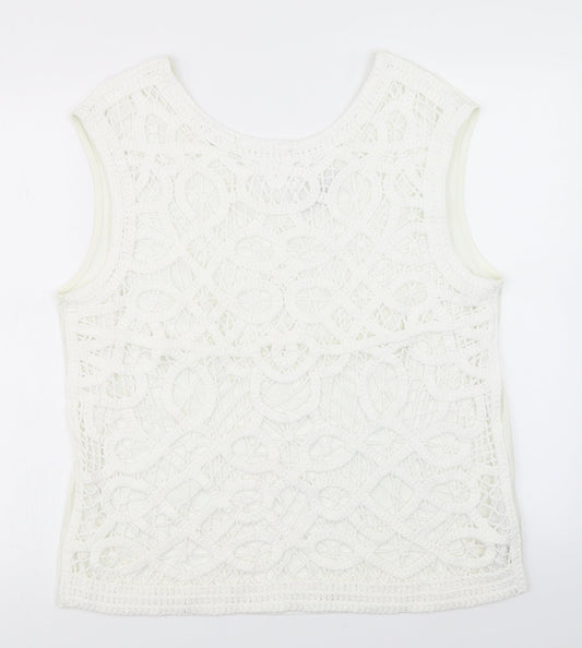 NEXT Womens White   Basic Tank Size L  - Knitted overlay
