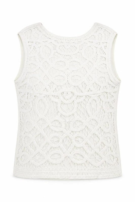Next Womens White   Basic Tank Size L  - Knitted overlay