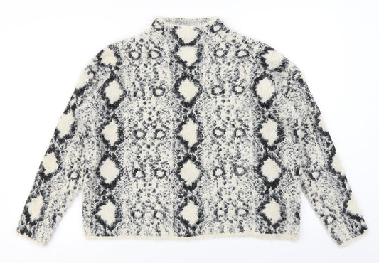 New Look Womens Beige Animal Print  Pullover Jumper Size M
