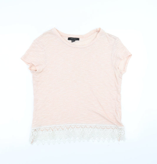 Primark Womens Pink   Pullover Jumper Size 12  - floral lace hem