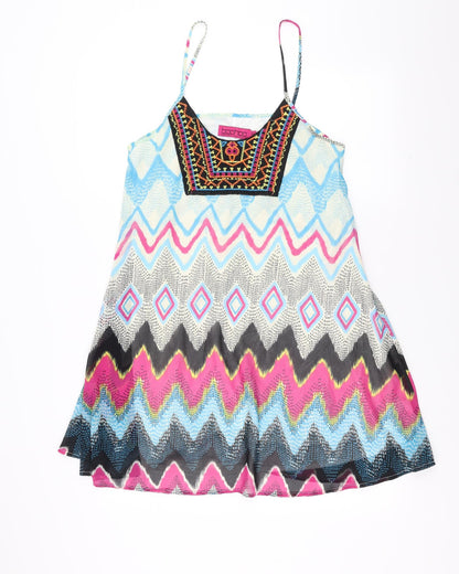 Boohoo Womens Multicoloured Geometric  Trapeze & Swing  Size 10