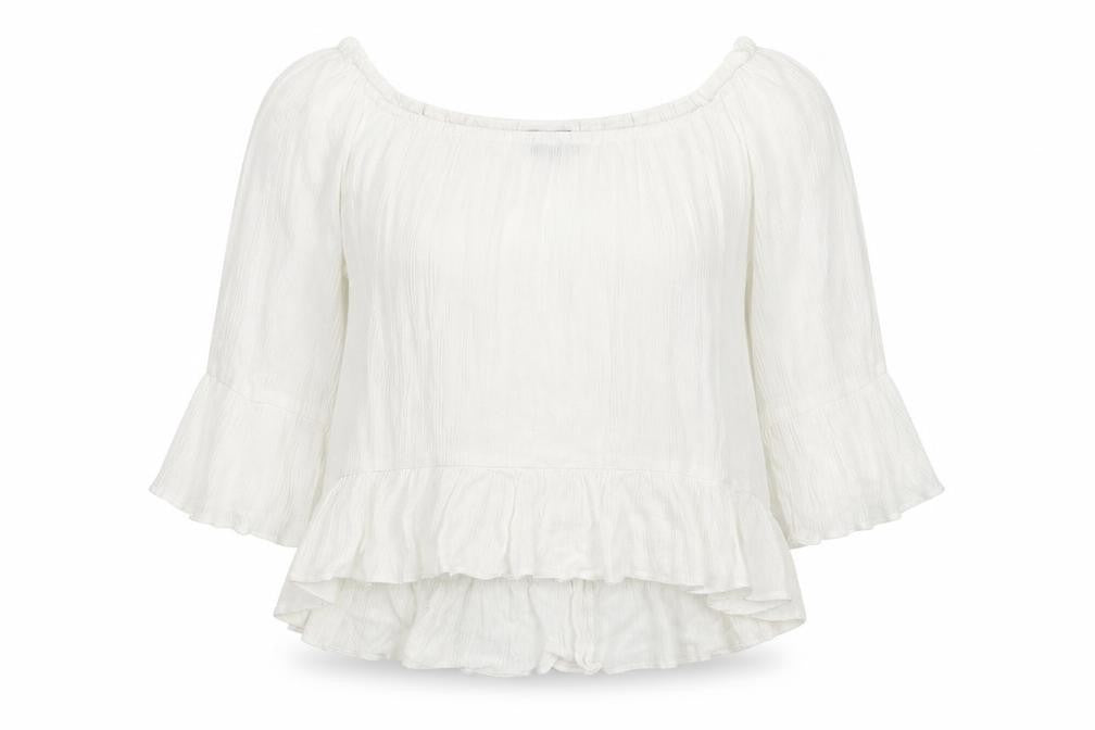 Topshop Womens White   Basic Blouse Size 12  - Ruffle Detail