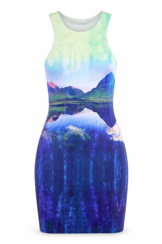 H&M Womens Blue Geometric  Tank Dress  Size 8
