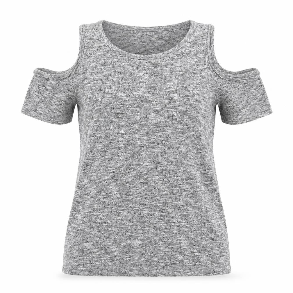 New Look Womens Grey   Basic T-Shirt Size 8  - Open Shoulders