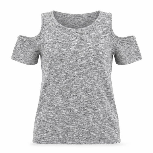 New Look Womens Grey   Basic T-Shirt Size 8  - Open Shoulders