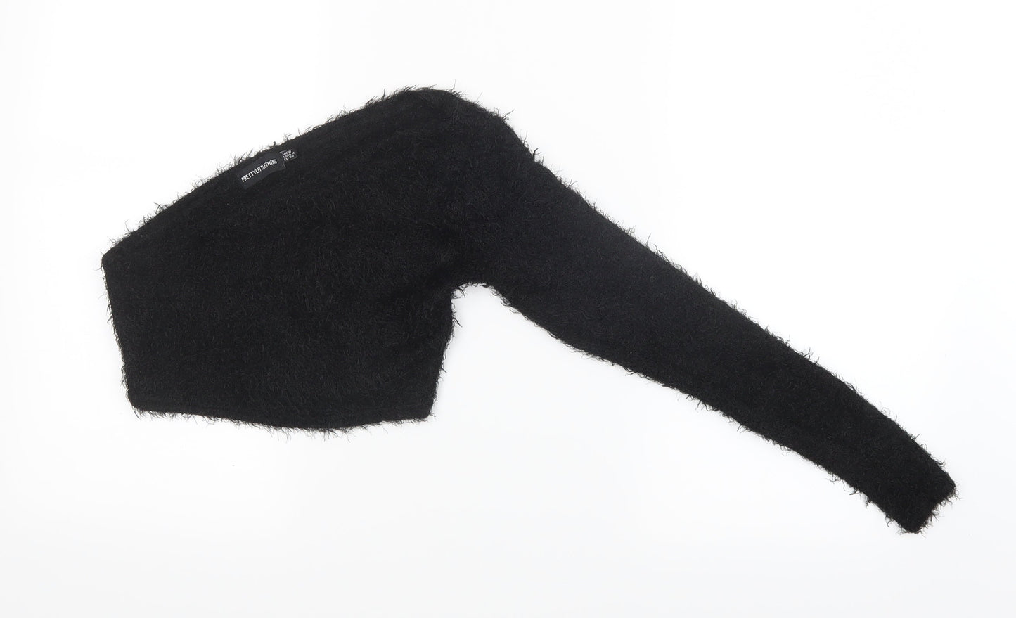 PRETTYLITTLETHING Womens Black  Knit Pullover Jumper Size 8  - Cropped
