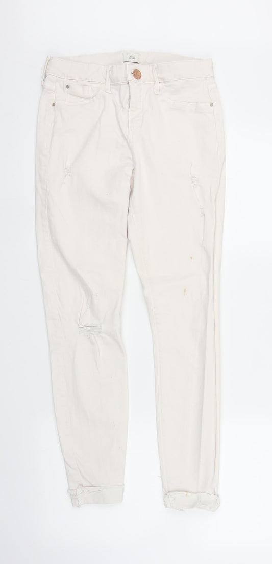 River Island Girls White  Denim Skinny Jeans Size 10 Years