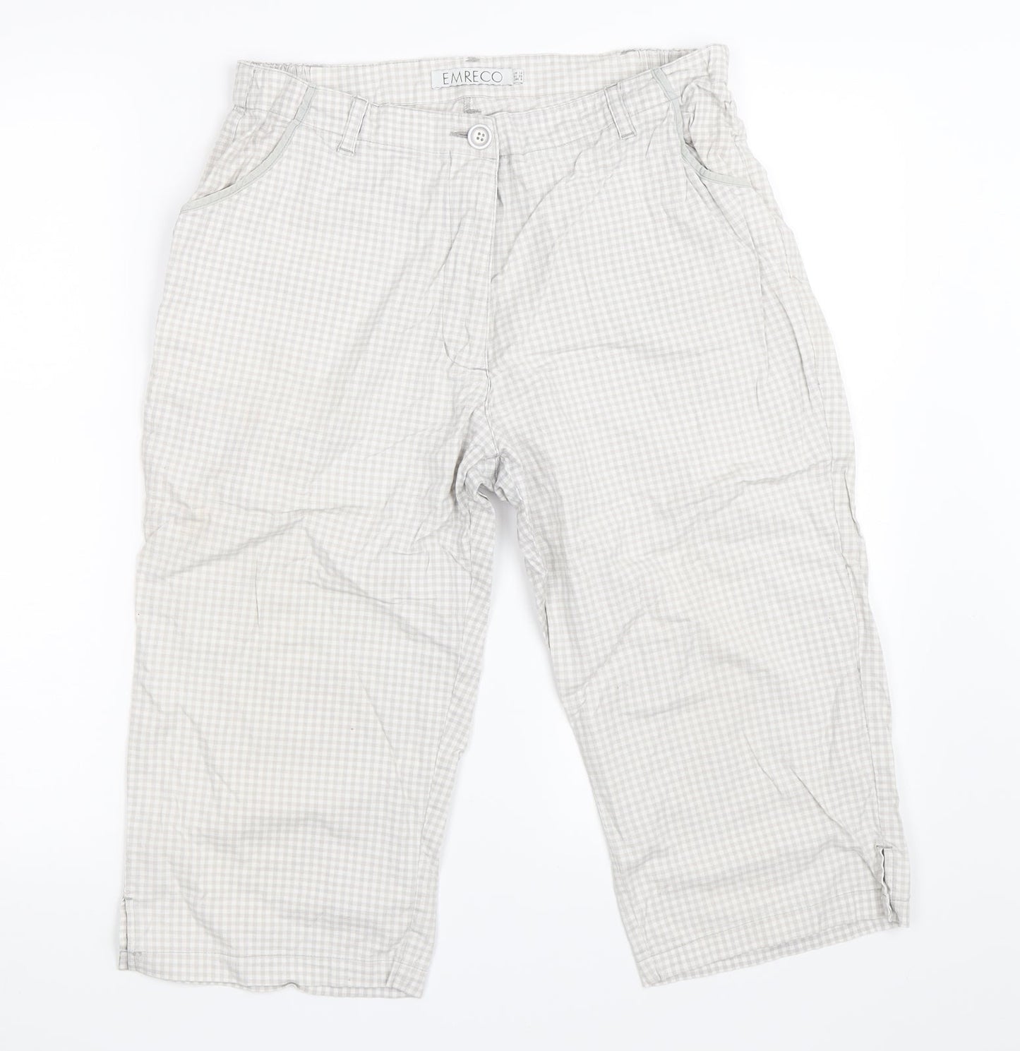 Emreco Womens Grey Check  Cropped Trousers Size 12
