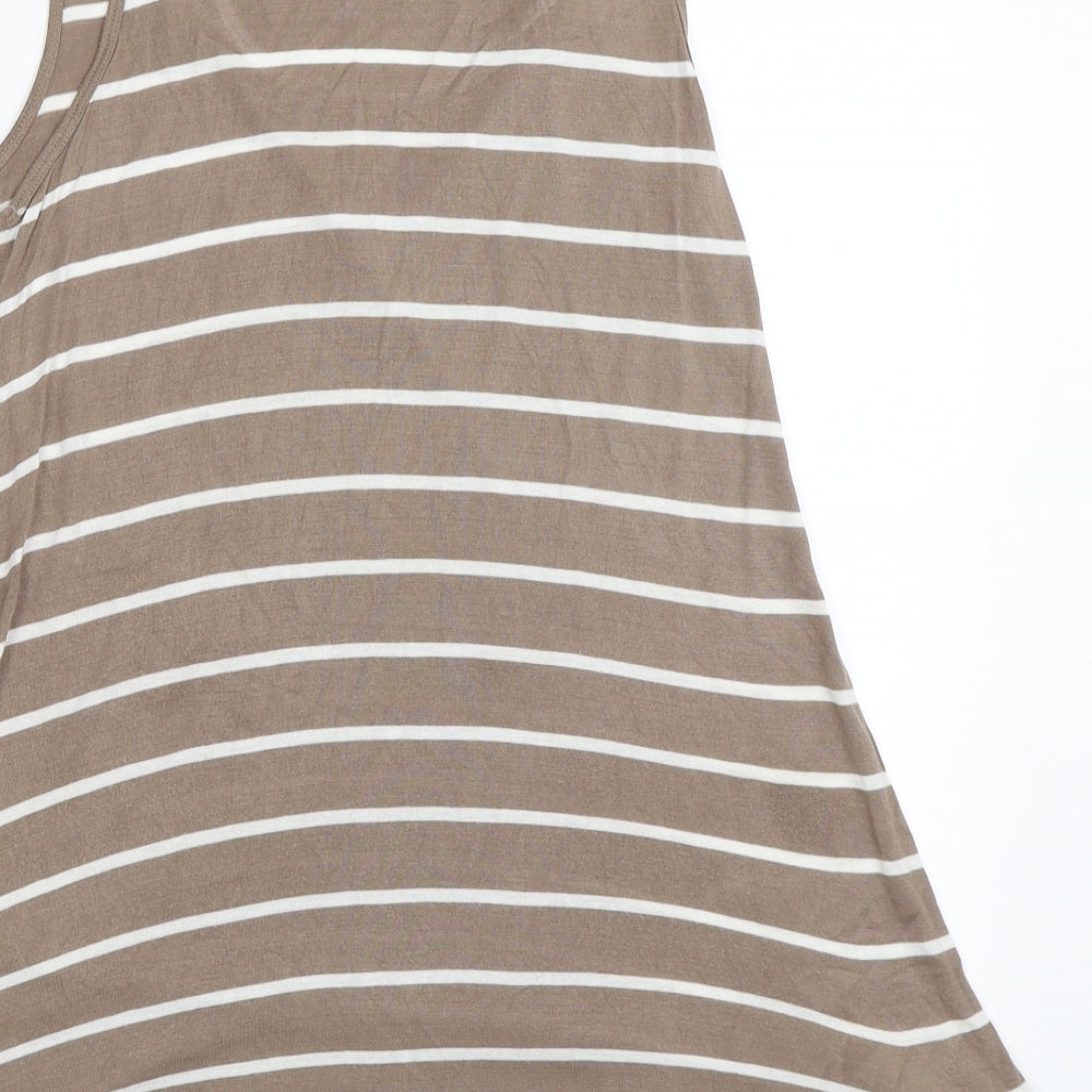BHS Womens Brown Striped  Basic Tank Size 12