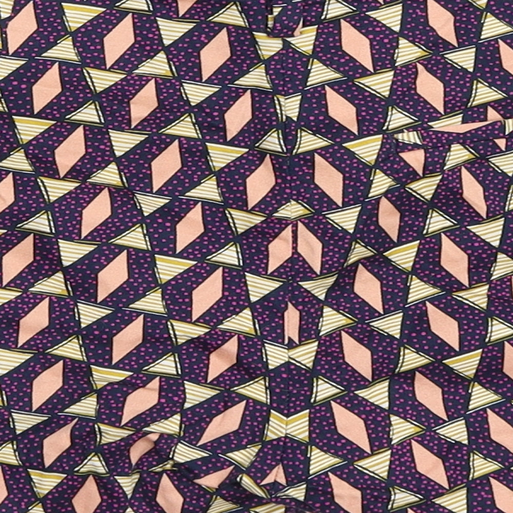 H&M Womens Blue Geometric  Hot Pants Shorts Size 38
