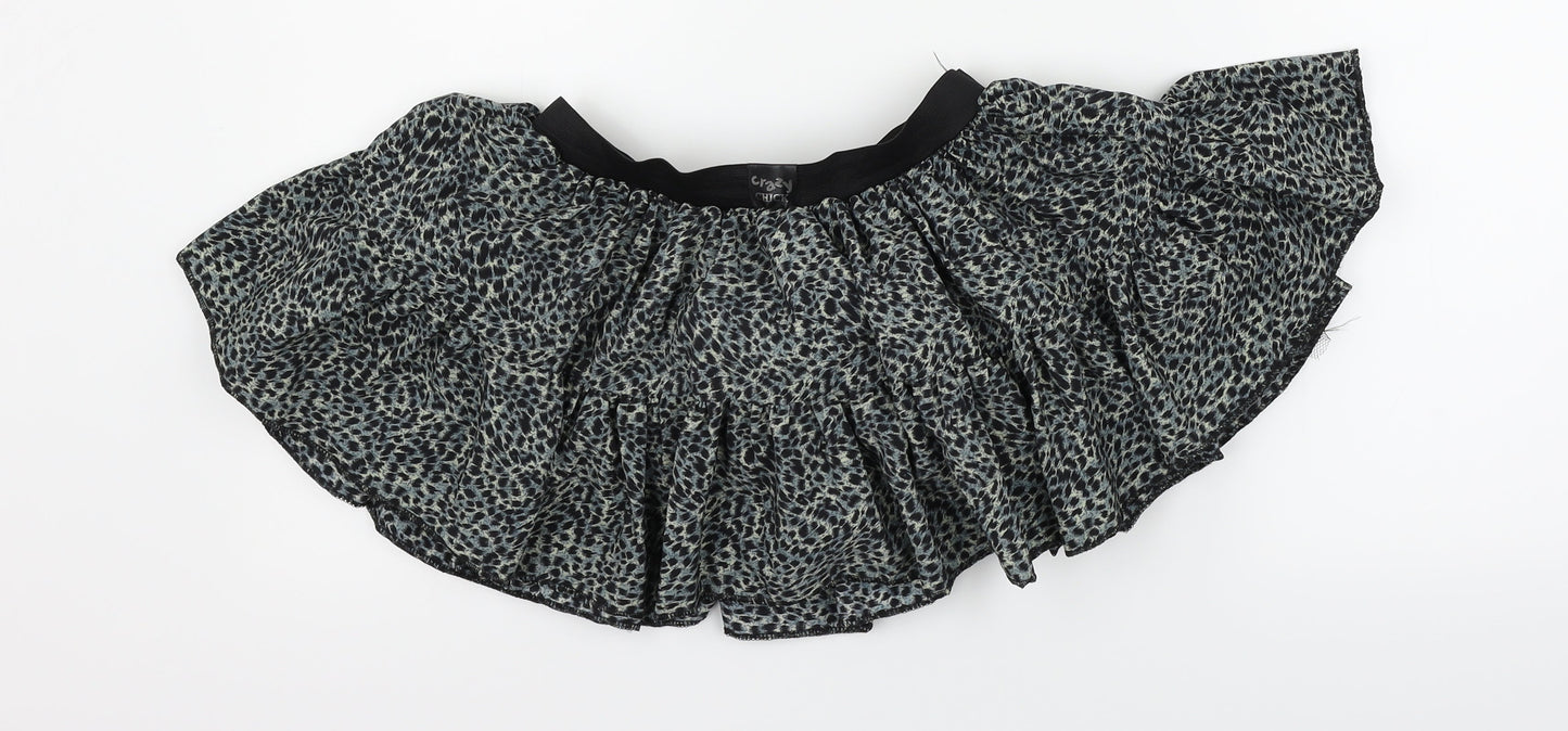 Crazy chick Girls Grey Animal Print  Flare Skirt One Size