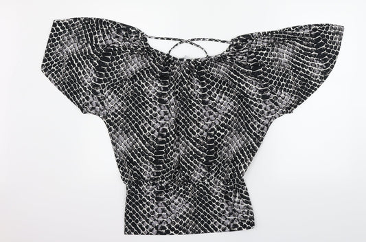 Red Herring Womens Black Geometric  Basic Blouse Size 10