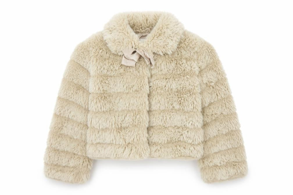 BHS Girls Beige   Jacket  Size 6 Years  - Fluffy