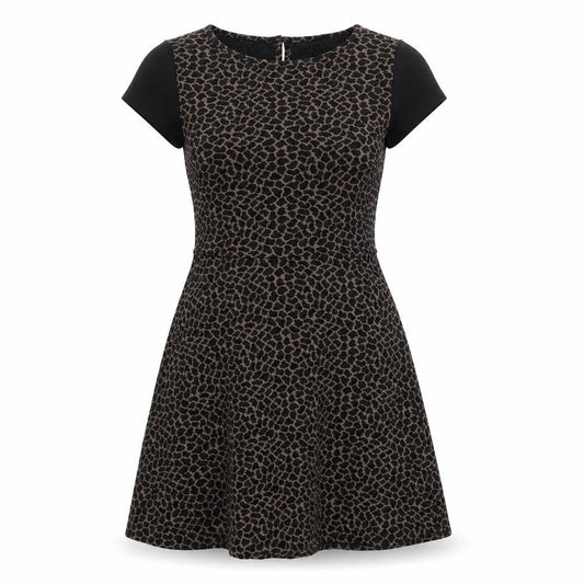 Red Herring Womens Black Animal Print  Skater Dress  Size 10