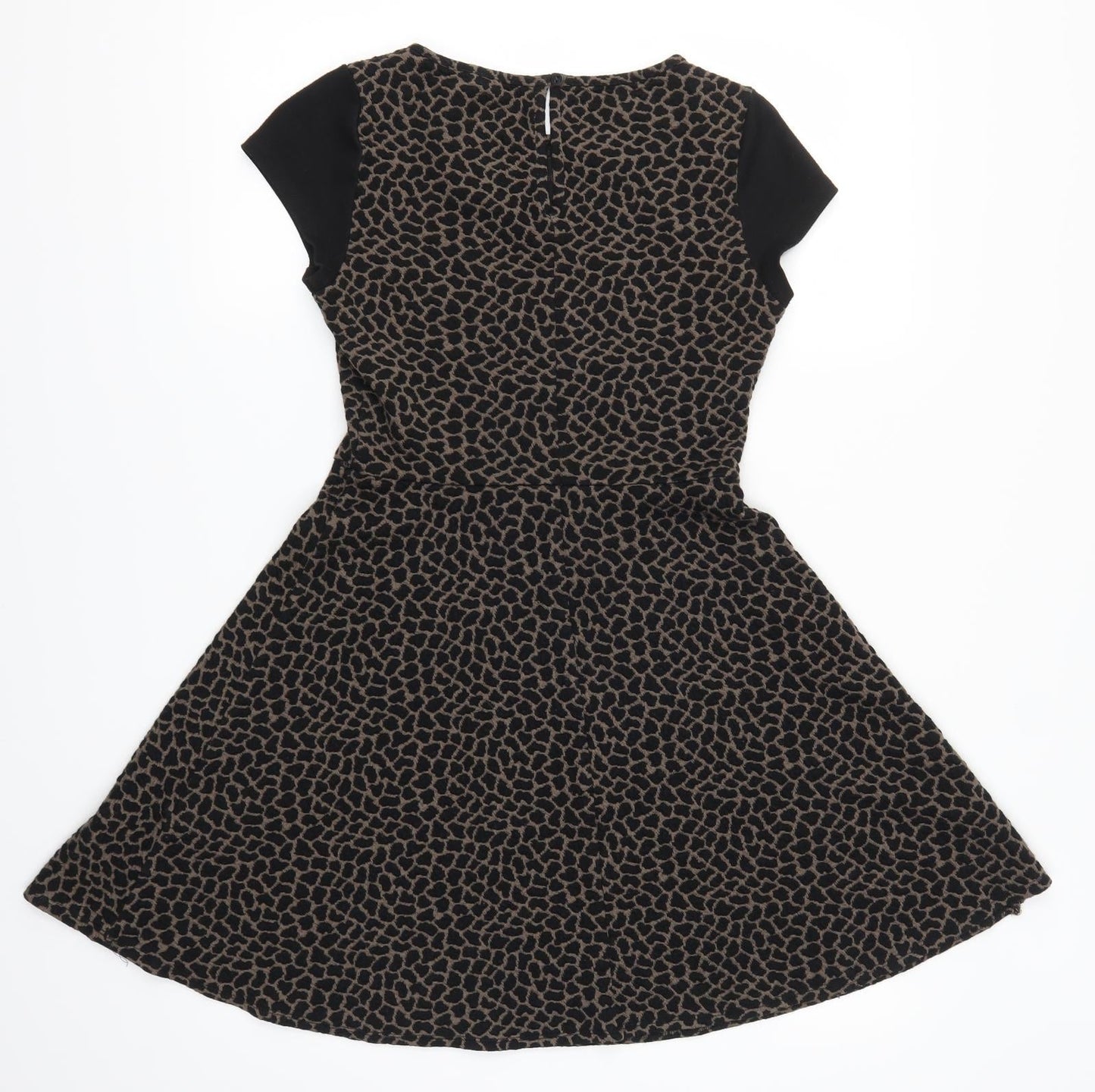 Red Herring Womens Black Animal Print  Skater Dress  Size 10