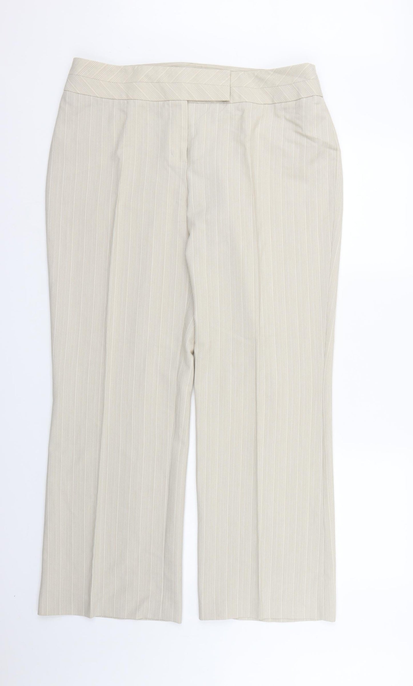 NEXT Womens Beige Striped Rayon Dress Pants Trousers Size 16 L29 in