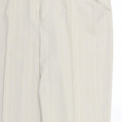 Next Womens Beige Striped Rayon Dress Pants Trousers Size 16 L29 in